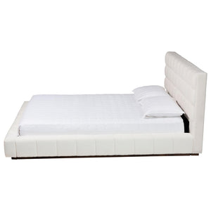 Baxton Studio Baxton Studio Braylin Plush Teddy-Bear Fabric Platform Bed with Stylish Grid-Tufted Headboard King CFSP0828-White-King
