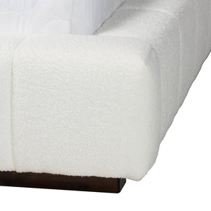 Baxton Studio Baxton Studio Braylin Plush Teddy-Bear Fabric Platform Bed with Stylish Grid-Tufted Headboard King CFSP0828-White-King