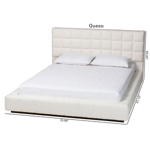 Baxton Studio Baxton Studio Braylin Plush Teddy-Bear Fabric Platform Bed with Stylish Grid-Tufted Headboard King CFSP0828-White-King