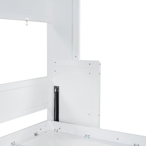 English Elm Full Size Murphy Bed With Hydraulic Lift & Integrated Desk - Space-Saving, Stylish Design In White N820S10032K