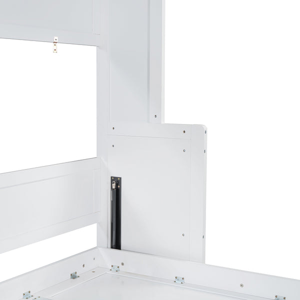 English Elm Full Size Murphy Bed With Hydraulic Lift & Integrated Desk - Space-Saving, Stylish Design In White N820S10032K