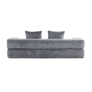 English Elm Ebern Transformable Sectional Sofa With Foam Bed - Versatile Light Grey Chenille Lounger For Small Spaces W1829P280221