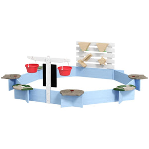 English Elm Toddler Fir Wood Outdoor Sandbox with Six Animal Seats for Backyard Sand Play T3971P439079