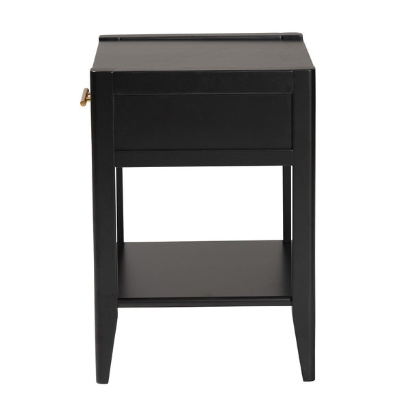Baxton Studio Baxton Studio Primrose Mid-Century Nightstand with Fluted Drawer and Open Shelf for Stylish Storage Black SW8000-66NS-Black-NS
