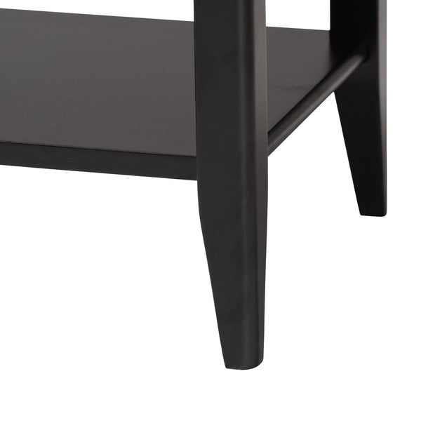 Baxton Studio Baxton Studio Primrose Mid-Century Nightstand with Fluted Drawer and Open Shelf for Stylish Storage Black SW8000-66NS-Black-NS