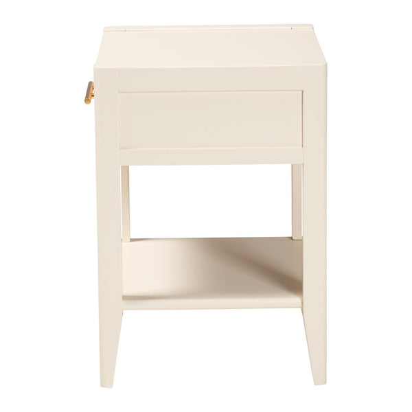 Baxton Studio Baxton Studio Primrose Mid-Century Nightstand with Fluted Drawer and Open Shelf for Stylish Storage Ivory SW8000-66NS-Ivory-NS
