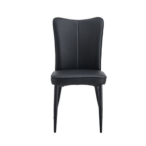 English Elm Table and Chair Set Modern Marble Glass Top with Black Metal Legs Pu Dining Chairs W1151S04659
