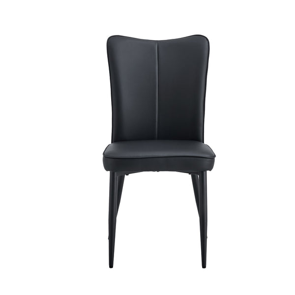 English Elm Table and Chair Set Modern Marble Glass Top with Black Metal Legs Pu Dining Chairs W1151S04659