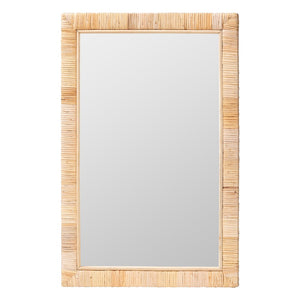 Baxton Studio bali Lankston Bohemian Natural Rattan Accent Wall Mirror - Handcrafted Artisanal Home Decor Piece Rectangle WS101-Natural Rattan/Wood-Mirror