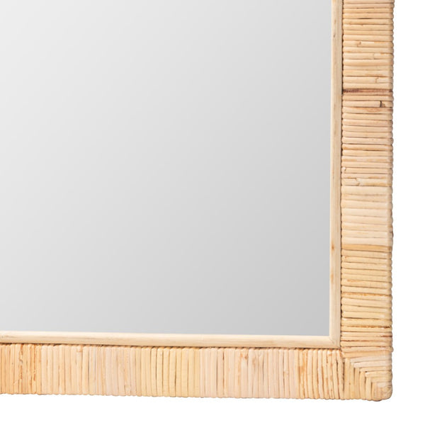 Baxton Studio bali Lankston Bohemian Natural Rattan Accent Wall Mirror - Handcrafted Artisanal Home Decor Piece Rectangle WS101-Natural Rattan/Wood-Mirror