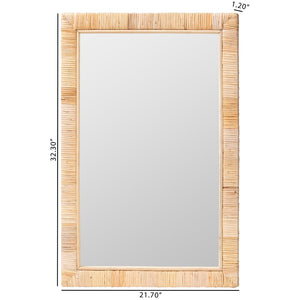 Baxton Studio bali Lankston Bohemian Natural Rattan Accent Wall Mirror - Handcrafted Artisanal Home Decor Piece Rectangle WS101-Natural Rattan/Wood-Mirror