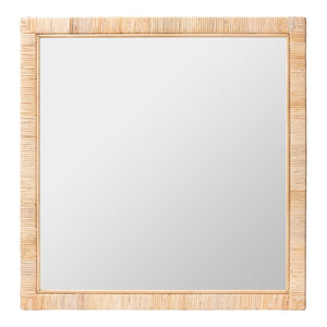 Baxton Studio bali Lankston Bohemian Natural Rattan Accent Wall Mirror - Handcrafted Artisanal Home Decor Piece Square WS102-Natural Rattan/Wood-Mirror