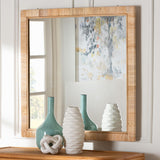 bali & pari Lankston Bohemian Natural Rattan Square Accent Wall Mirror