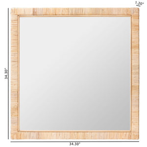 Baxton Studio bali Lankston Bohemian Natural Rattan Accent Wall Mirror - Handcrafted Artisanal Home Decor Piece Square WS102-Natural Rattan/Wood-Mirror