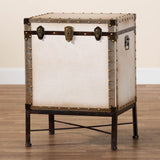 Baxton Studio Laura Vintage White Canvas Lift-Top Trunk End Table