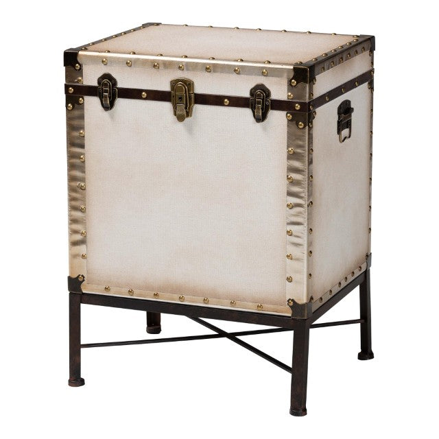 Baxton Studio Baxton Studio Laura Vintage-Industrial Lift-Top Trunk End Table with Ample Storage & Style JY23B237-Open Box Laura White-ET