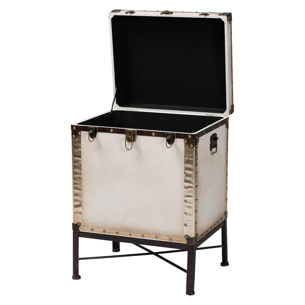 Baxton Studio Baxton Studio Laura Vintage-Industrial Lift-Top Trunk End Table with Ample Storage & Style JY23B237-Open Box Laura White-ET