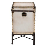 Baxton Studio Laura Vintage White Canvas Lift-Top Trunk End Table