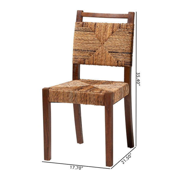 Baxton Studio bali Cordoba Bohemian Natural Seagrass & Mahogany Wood 2-Piece Dining Chair Set for Relaxed Elegance Cordoba-Seagrass-DC