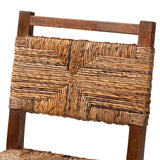 bali & pari Cordoba Bohemian Natural Seagrass and Mahogany Wood 2-Piece Counter Stool Set