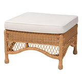 bali & pari Brooklyn Bohemian Light Honey Braided Rattan Ottoman Stool