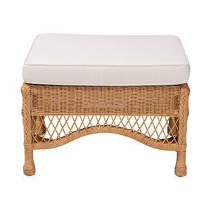Baxton Studio bali Brooklyn Bohemian Honey Braided Rattan Ottoman Stool - Handcrafted, Versatile Footrest & Seat Broklyn-Light Honey Rattan-Stool