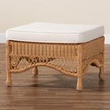 bali & pari Brooklyn Bohemian Light Honey Braided Rattan Ottoman Stool