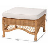 bali & pari Brooklyn Bohemian Light Honey Braided Rattan Ottoman Stool