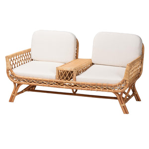 bali & pari Pakis Bohemian Light Honey Rattan Tete-a-Tete Sofa