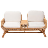 bali & pari Pakis Bohemian Light Honey Rattan Tete-a-Tete Sofa