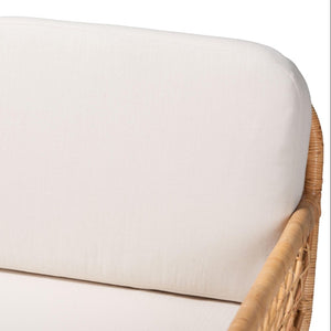 Baxton Studio bali Bali Handcrafted Bohemian Light Honey Rattan Tete-a-Tete Sofa with Center Table & Cushions Pakis-Light Honey-Sofa