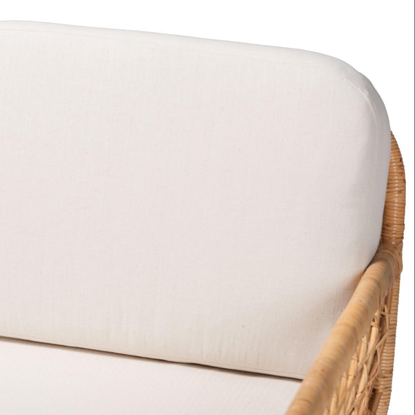 Baxton Studio bali Bali Handcrafted Bohemian Light Honey Rattan Tete-a-Tete Sofa with Center Table & Cushions Pakis-Light Honey-Sofa