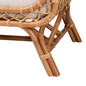 Baxton Studio bali Bali Handcrafted Bohemian Light Honey Rattan Tete-a-Tete Sofa with Center Table & Cushions Pakis-Light Honey-Sofa