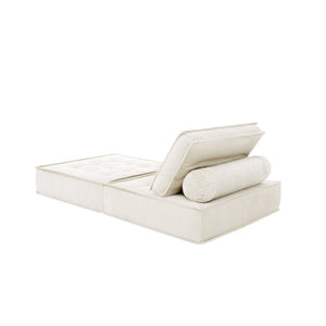 English Elm 33.4 Inch Modular Corduroy Lounge Chair with Spring Cushions for Compact Living Spaces White W3975P455224