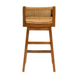 bali & pari Asgart Bohemian Natural Rattan and Mahogany Wood Bar Stool