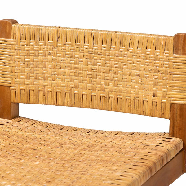 Baxton Studio bali Asgart Bohemian Rattan and Mahogany Bar Stool - Handcrafted Comfort for Coastal & Eclectic Spaces Asgart-SVN089-Mahogany/Rattan-BS