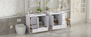English Elm 72-inch Shaker Double Bathroom Vanity with Resin Basin and Soft Close Storage N729P000030K