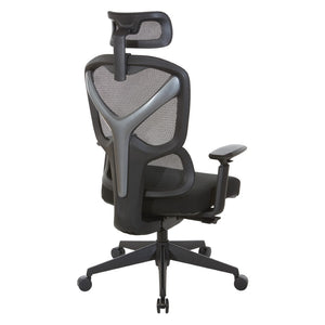 OSP Home Furnishings Mesh Back Ergonomic Manager Chair with Lumbar Support Headrest and Synchro Tilt Control 71142HR-3