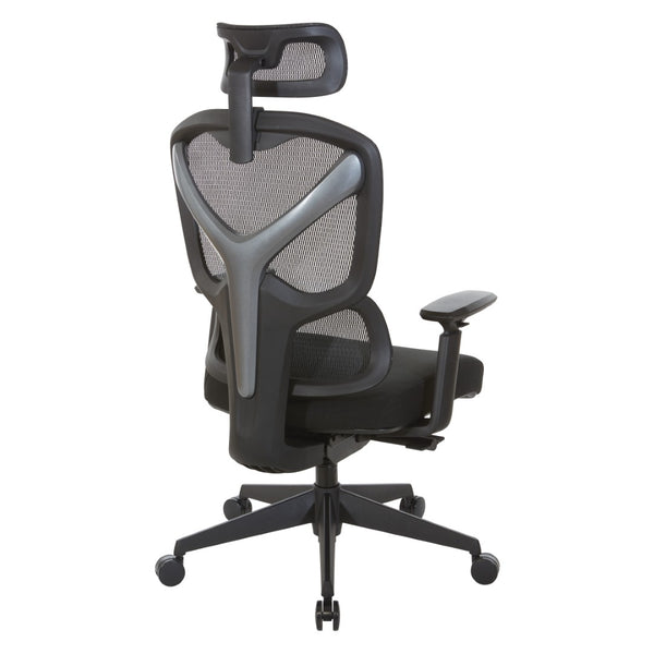 OSP Home Furnishings Mesh Back Ergonomic Manager Chair with Lumbar Support Headrest and Synchro Tilt Control 71142HR-3