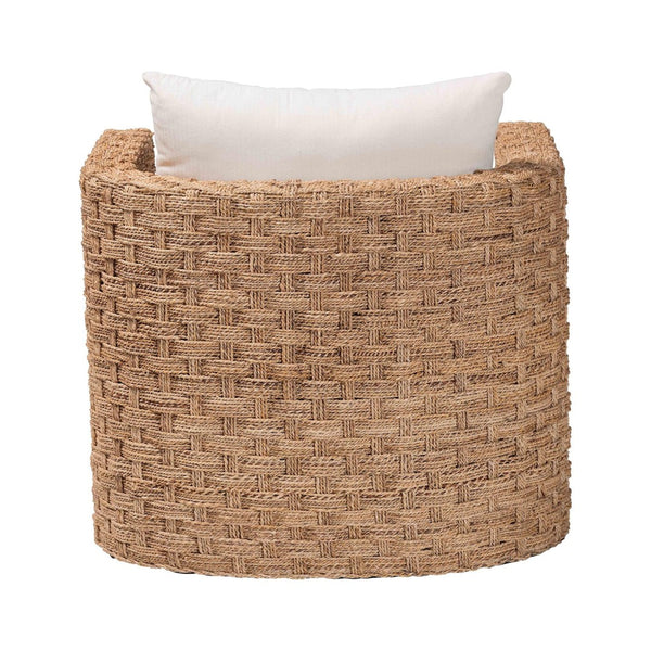 Baxton Studio bali Rhinos Bohemian Light Brown Seagrass Tuxedo Arm Chair - Handcrafted Comfort for Cozy Spaces Rhinos-Bleached Light Brown-CC