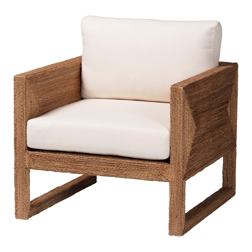Baxton Studio bali Helina Bohemian Arm Chair - Handcrafted Seagrass & Acacia Wood for a Relaxed Island Vibe Helina-Bleached Light Brown-CC