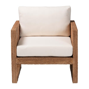 Baxton Studio bali Helina Bohemian Arm Chair - Handcrafted Seagrass & Acacia Wood for a Relaxed Island Vibe Helina-Bleached Light Brown-CC