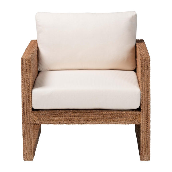 Baxton Studio bali Helina Bohemian Arm Chair - Handcrafted Seagrass & Acacia Wood for a Relaxed Island Vibe Helina-Bleached Light Brown-CC
