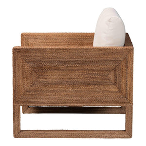 Baxton Studio bali Helina Bohemian Arm Chair - Handcrafted Seagrass & Acacia Wood for a Relaxed Island Vibe Helina-Bleached Light Brown-CC