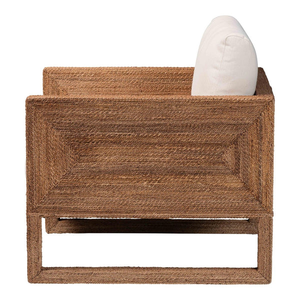 Baxton Studio bali Helina Bohemian Arm Chair - Handcrafted Seagrass & Acacia Wood for a Relaxed Island Vibe Helina-Bleached Light Brown-CC