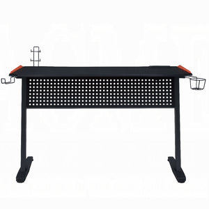 English Elm Black Black and Red Gaming Desk with LED Light, USB Port, Open Base & Ergonomic Design for Gamers B062P209327