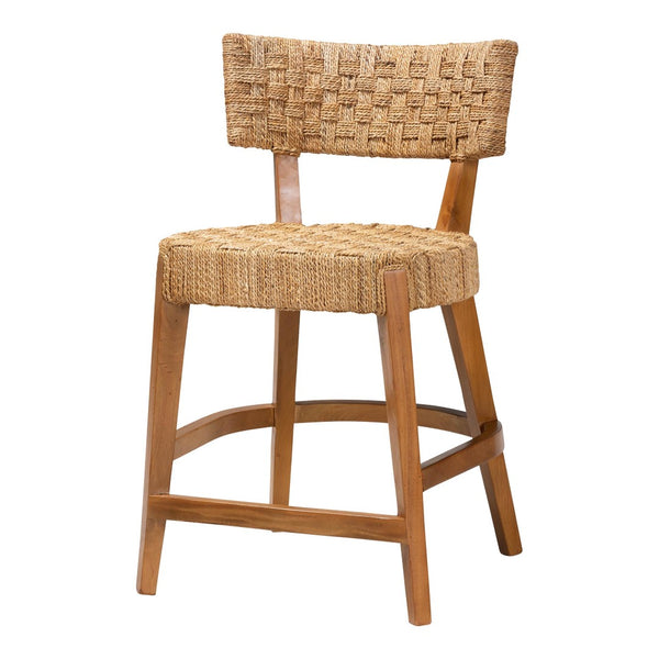 Baxton Studio bali Sabit Bohemian Seagrass & Mahogany Wood Counter Stool - Handcrafted, Comfortable & Stylish Sabit-SVN087-Mahogany/Seagrass-CS
