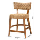 bali & pari Sabit Bohemian Seagrass and Mahogany Wood Counter Stool