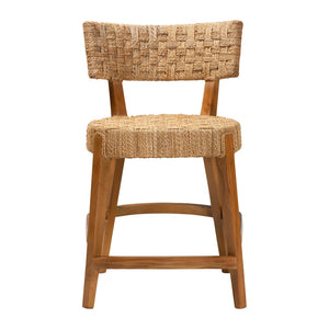 Baxton Studio bali Sabit Bohemian Seagrass & Mahogany Wood Counter Stool - Handcrafted, Comfortable & Stylish Sabit-SVN087-Mahogany/Seagrass-CS