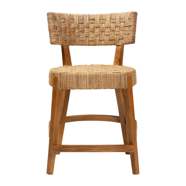 Baxton Studio bali Sabit Bohemian Seagrass & Mahogany Wood Counter Stool - Handcrafted, Comfortable & Stylish Sabit-SVN087-Mahogany/Seagrass-CS